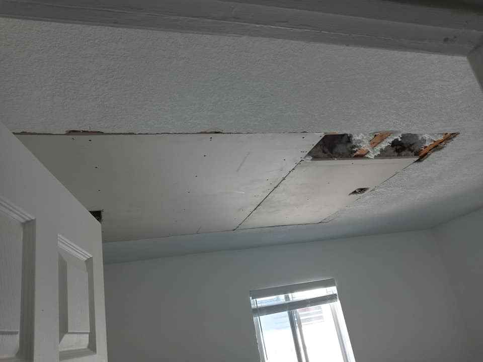 New Drywall Panel Installed in Damaged Ceiling Section - Handyman Group SFL